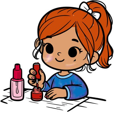a little girl painting nails