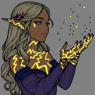 realistic elf girl doing magic