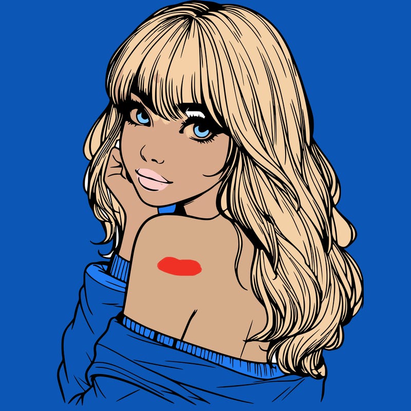 realistic girl with bangs looking over her shoulder
