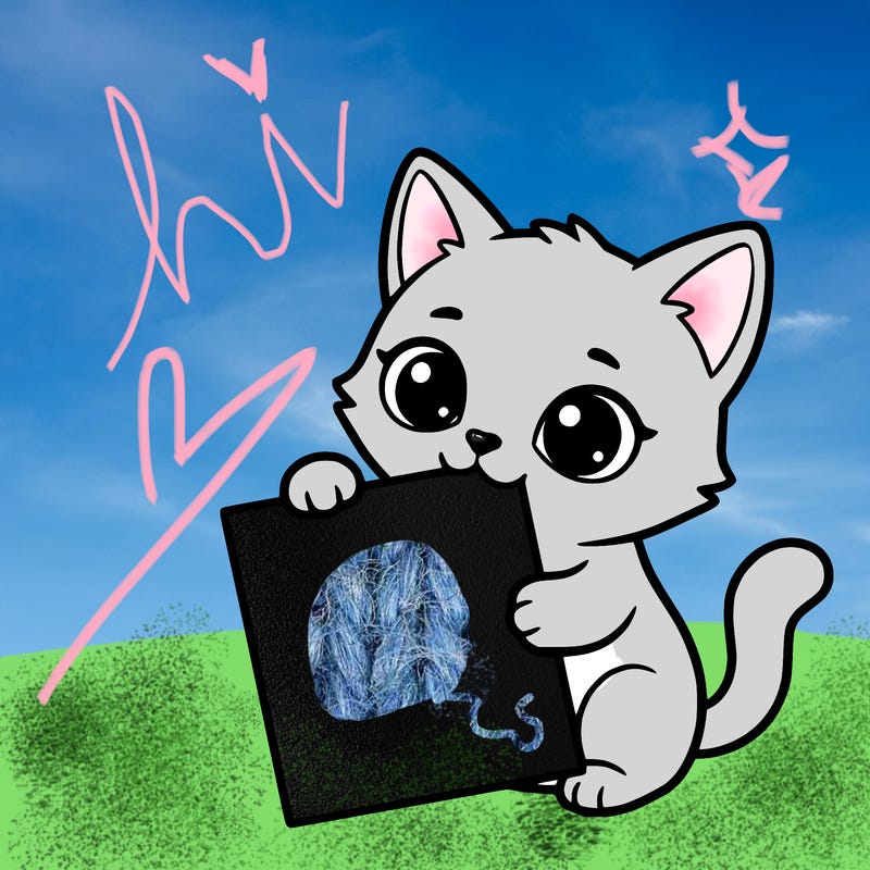 a small cat with a blank sheet of paper in its hand. the cat is sooooooo cute!