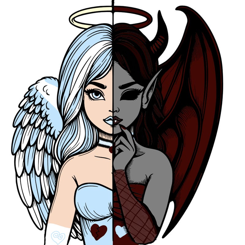 realistic angel half demon