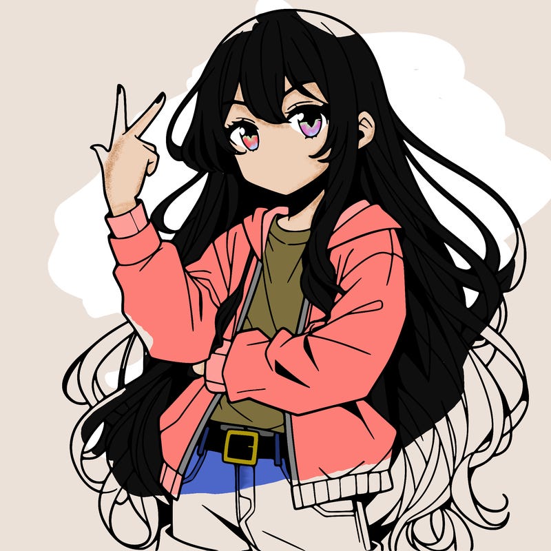 one anime girl with long hair and a cool pose