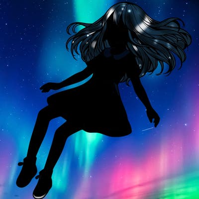 realistic girl floating