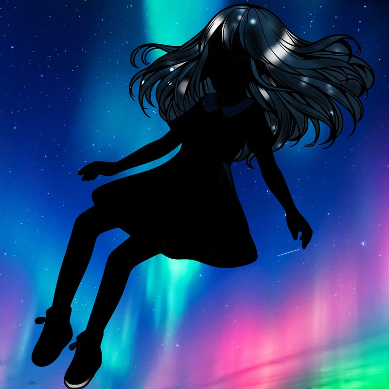 realistic girl floating