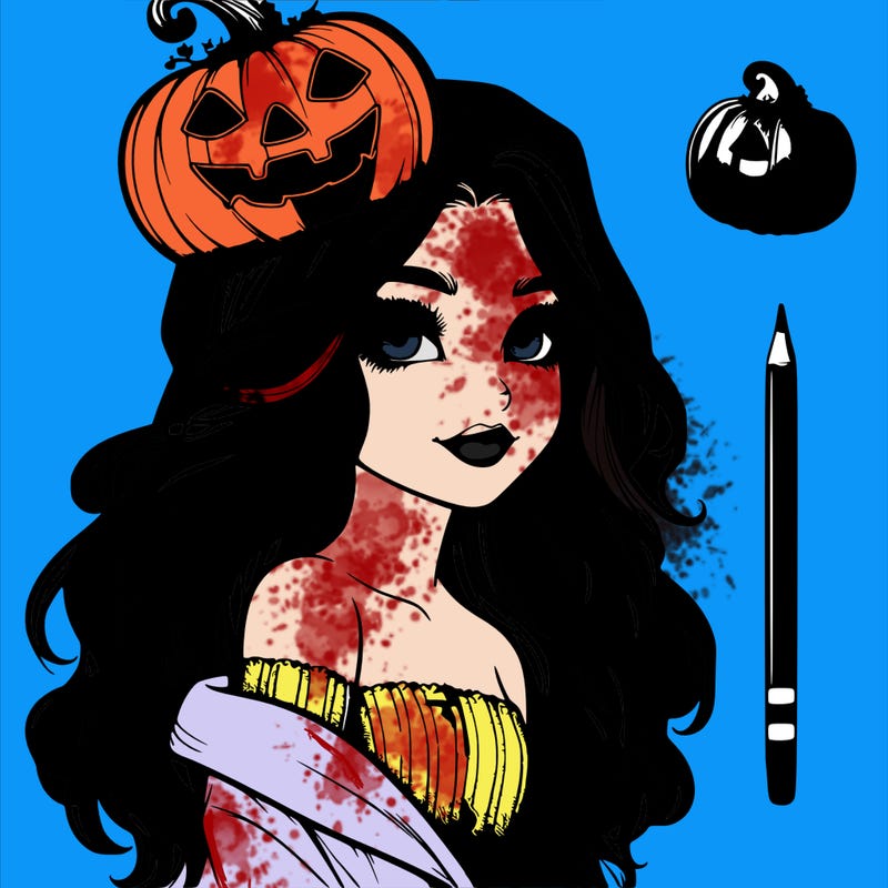 realistic  girl with  a halloween themed look