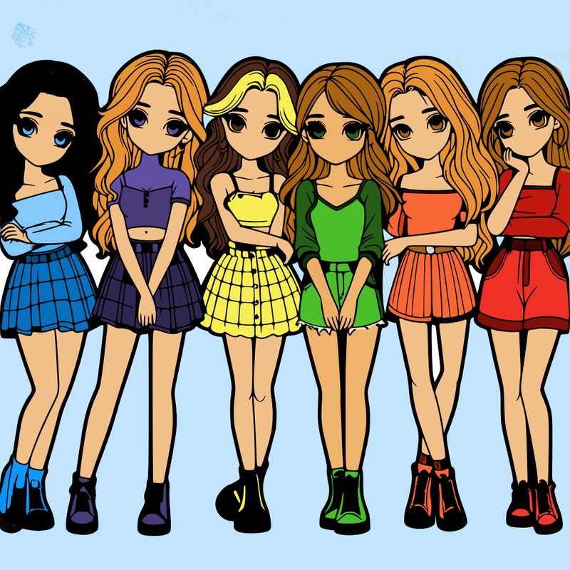 a group of girls realistic