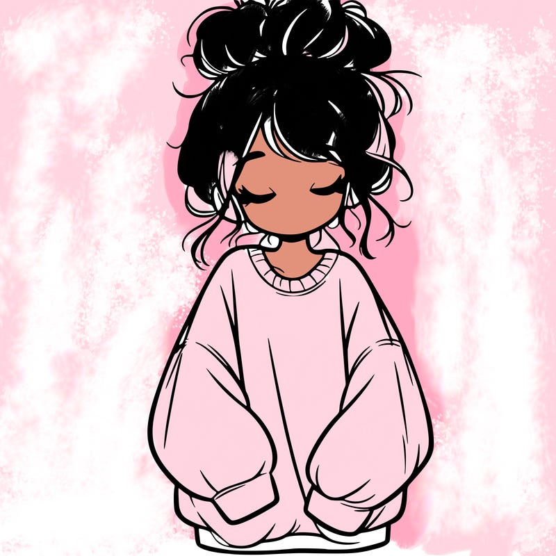 girl with baggy sweatshirt and messy bun