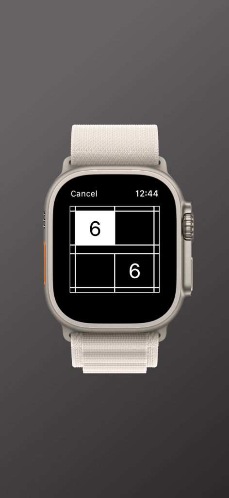 Badminton Recorder - Badminton Recorder app on Apple Watch showing a 6 to 6 match score on a court diagram.