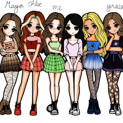 a group of girls realistic