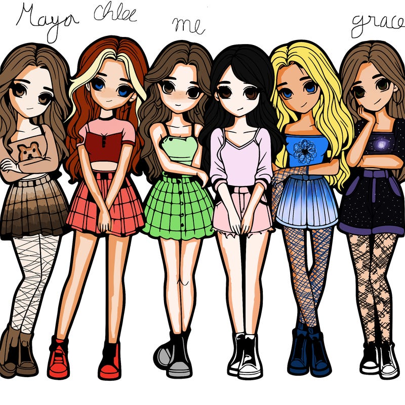 a group of girls realistic