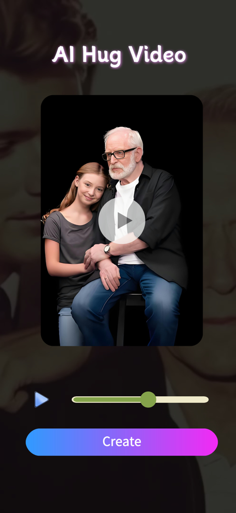 AI Hug Video - Image to Video - Um vídeo sentimental gerado por IA de uma menina abraçando seu avô idoso