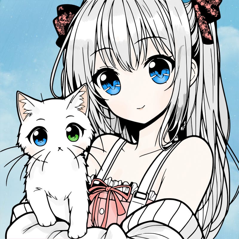 anime girl with cat