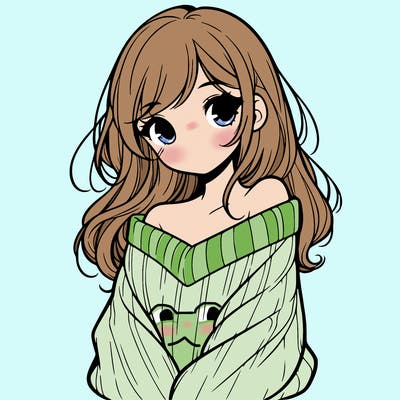 shy pretty girl wearing a sweater that is falling off one shoulder portrait