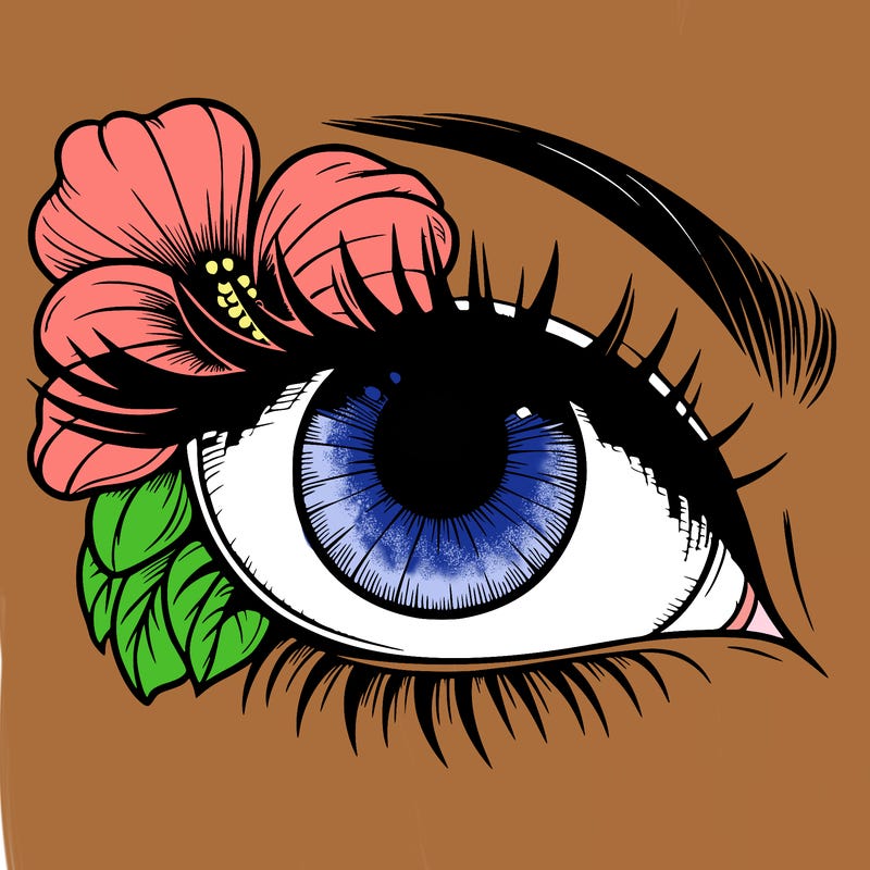 realistic eye with flower