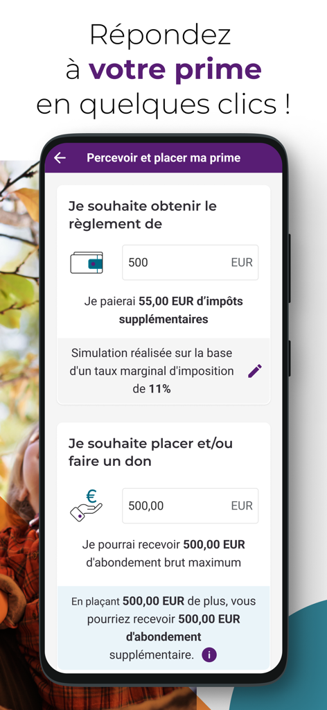 My Savings - Interface for managing and investing corporate bonuses in the My Savings app