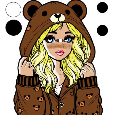 realistic girl in a animal pjs hoodie