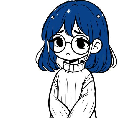 sad girl with glasses in a sweater