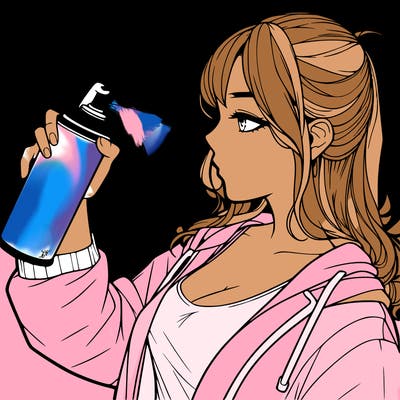 a realistic girl spray, painting