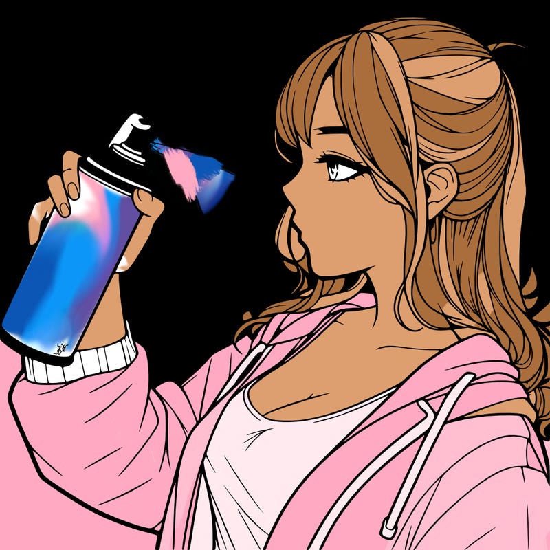 a realistic girl spray, painting