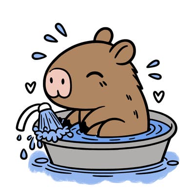capybara taking a bath
