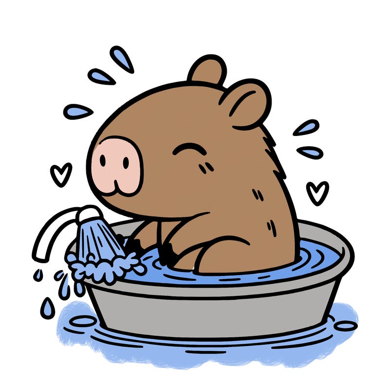 capybara taking a bath