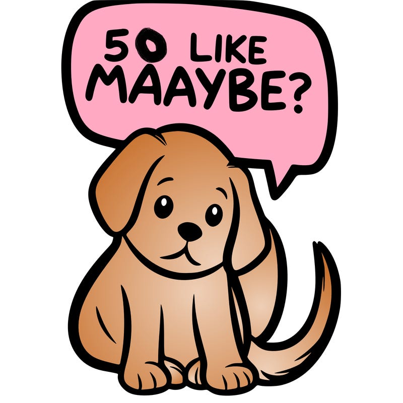 a puppy that says 5 like maybe