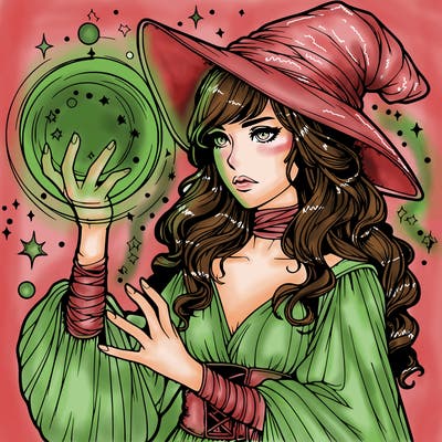 realistic women sorcerer using magic