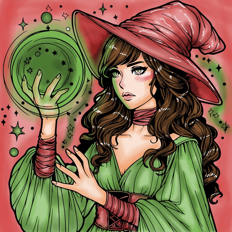realistic women sorcerer using magic