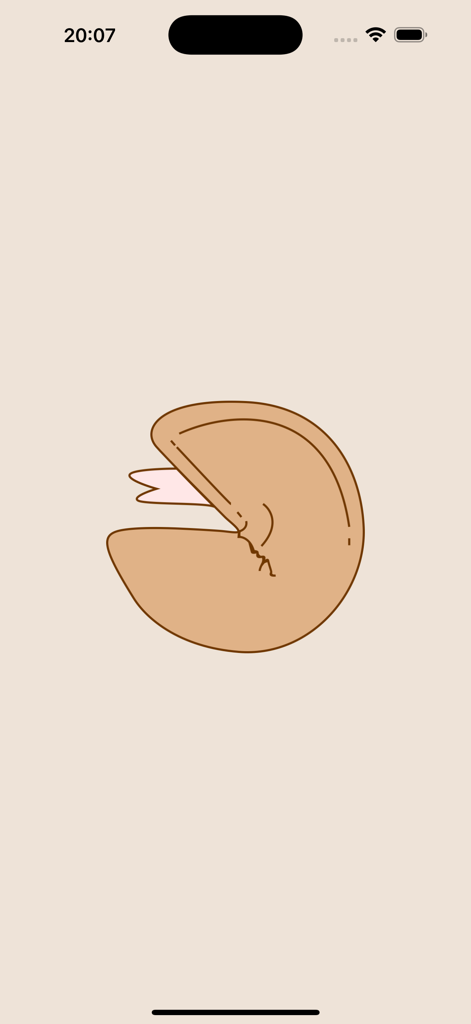 Fortune Cookie: daily quotes - Ilustración minimalista de una galleta de la fortuna rota sobre un fondo crema