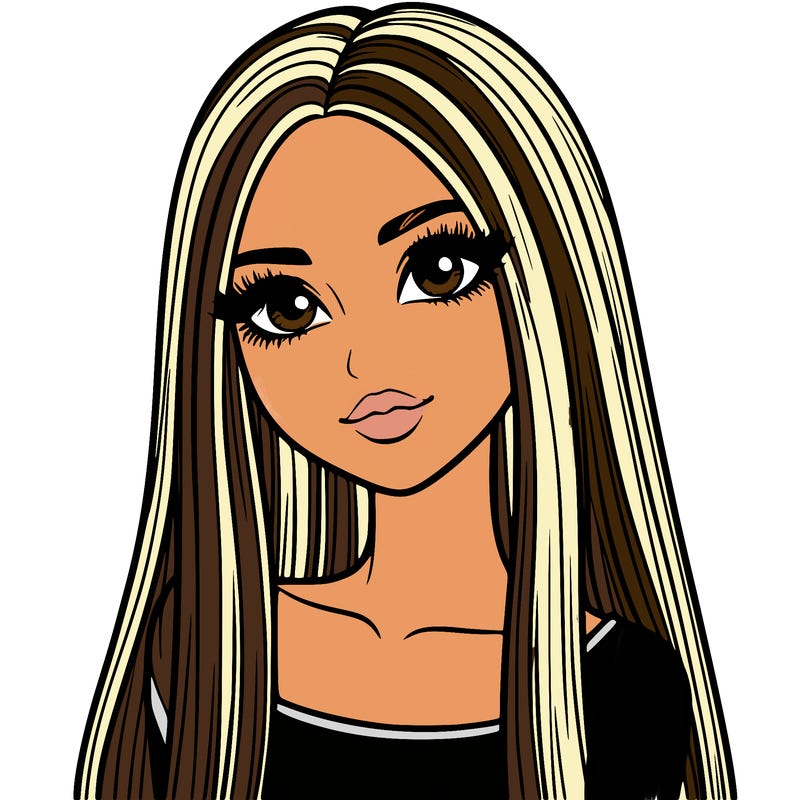 realistic girl with straight and long hair