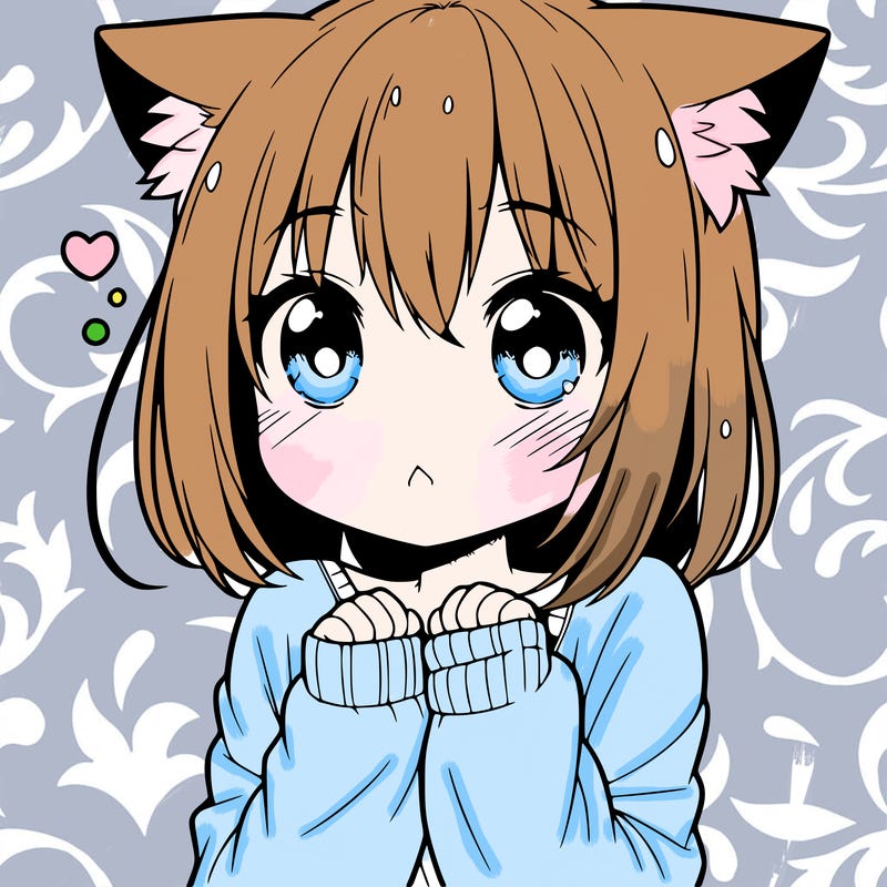 shy anime catgirl