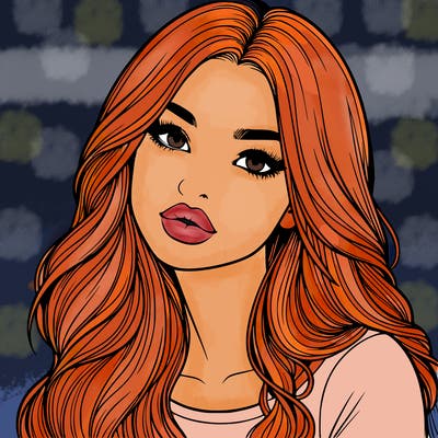realistic girl with hair on her hair and lips