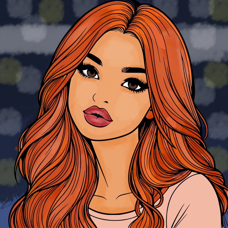 realistic girl with hair on her hair and lips