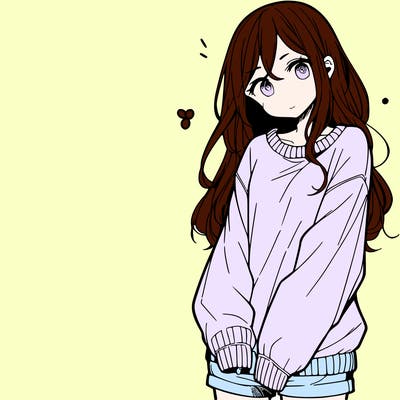 manga teen girl  in a sweater and baggy pants