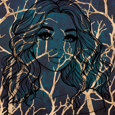 realistic girl with wavy hair and lips