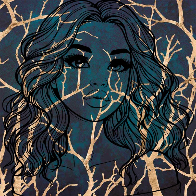 realistic girl with wavy hair and lips