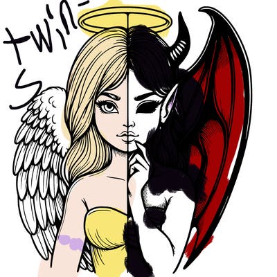 realistic angel half demon