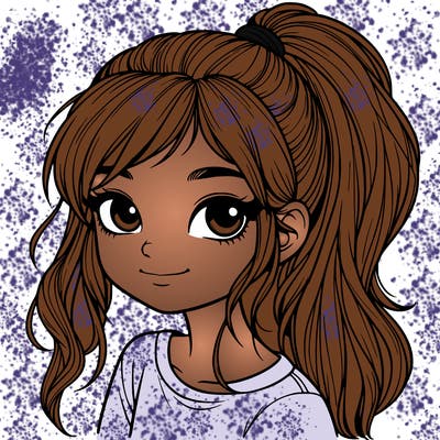 realistic girl with ponytail