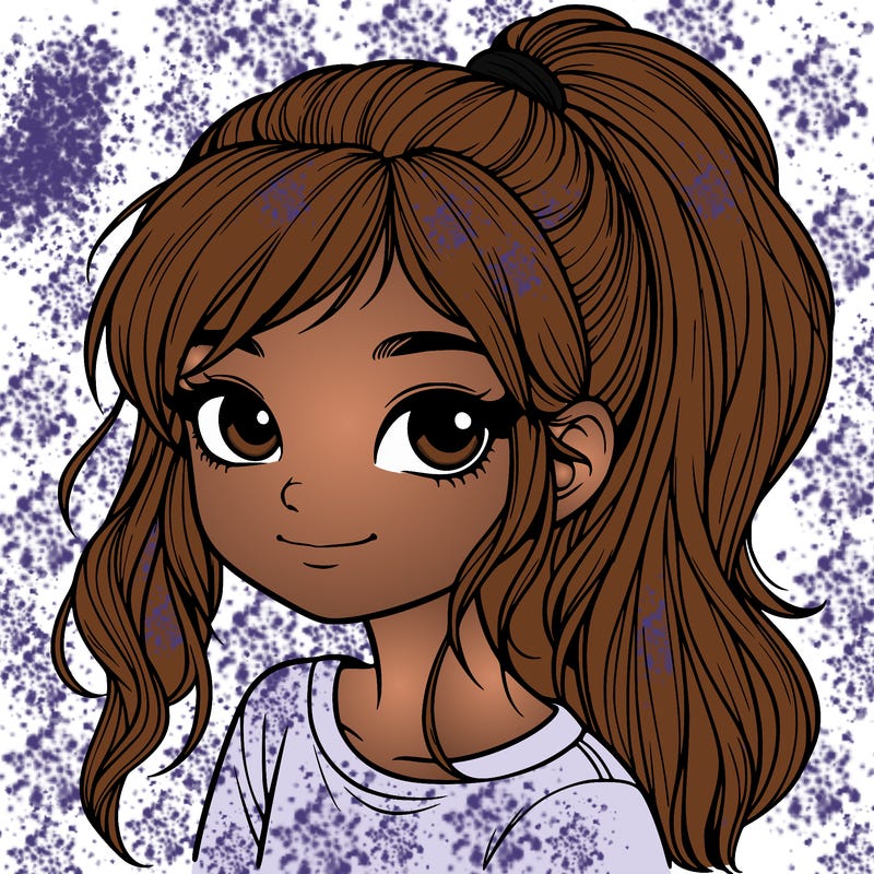 realistic girl with ponytail