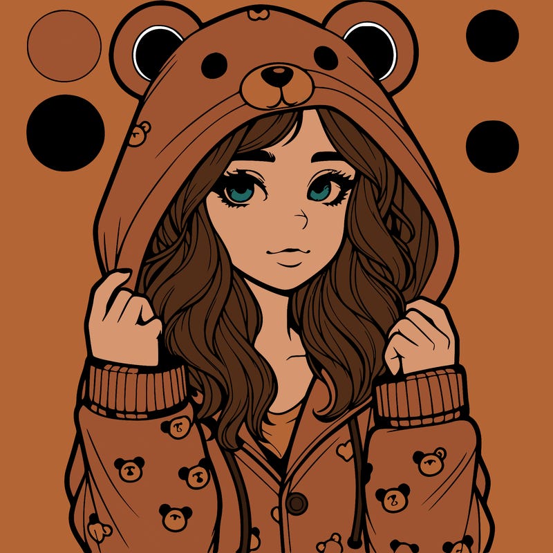 realistic girl in a animal pjs hoodie