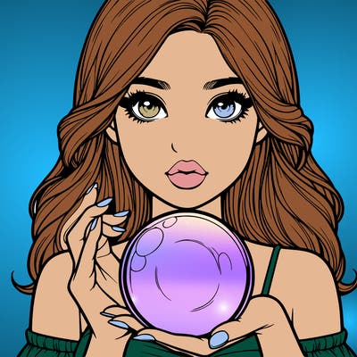 realistic girl hold crystal ball
