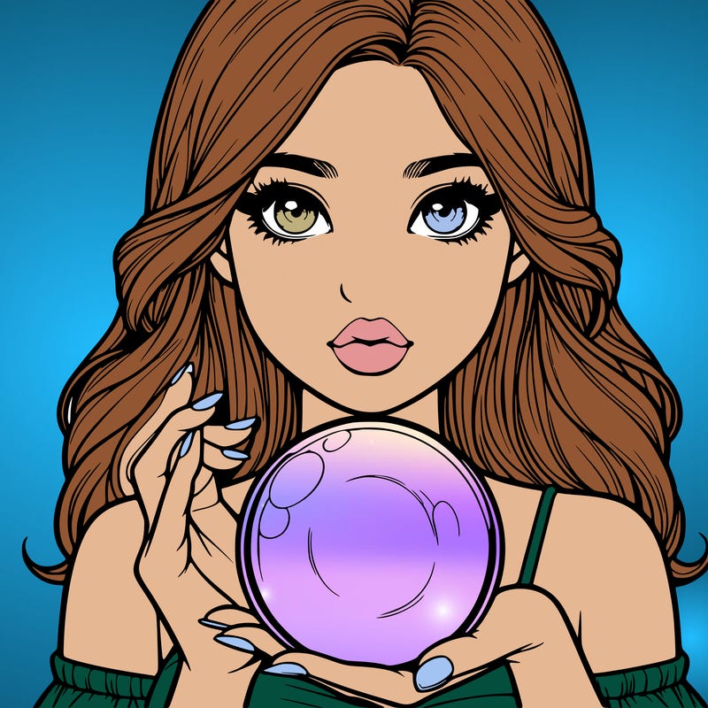 realistic girl hold crystal ball