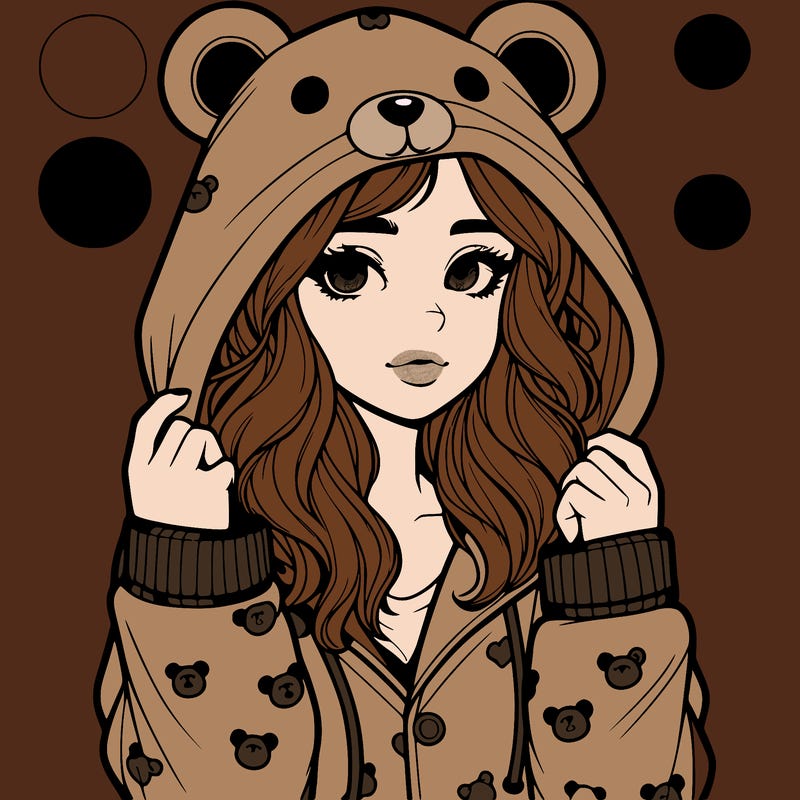 realistic girl in a animal pjs hoodie