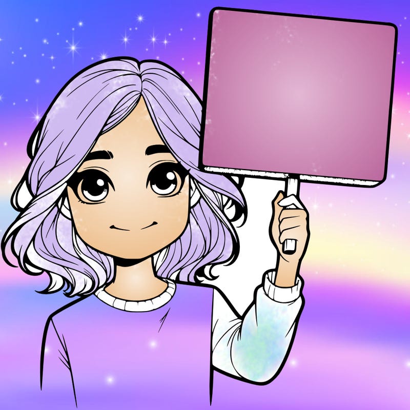 realistic girl holding up a sign