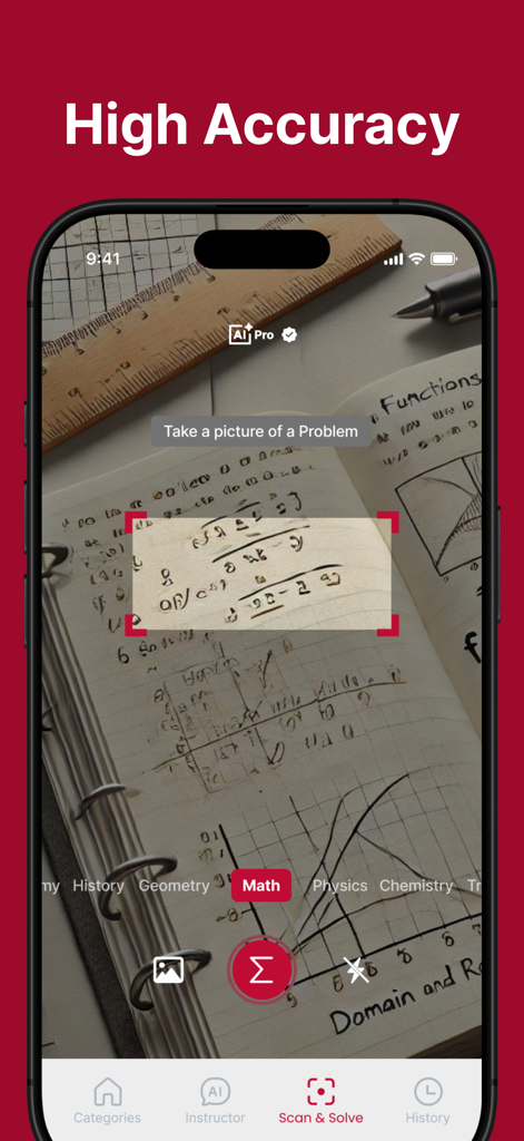 Mobile app scanning a handwritten math problem in a notebook for an instant solution.