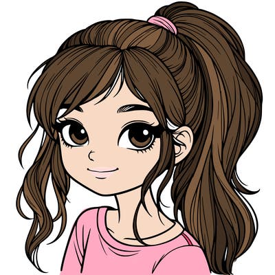 realistic girl with ponytail