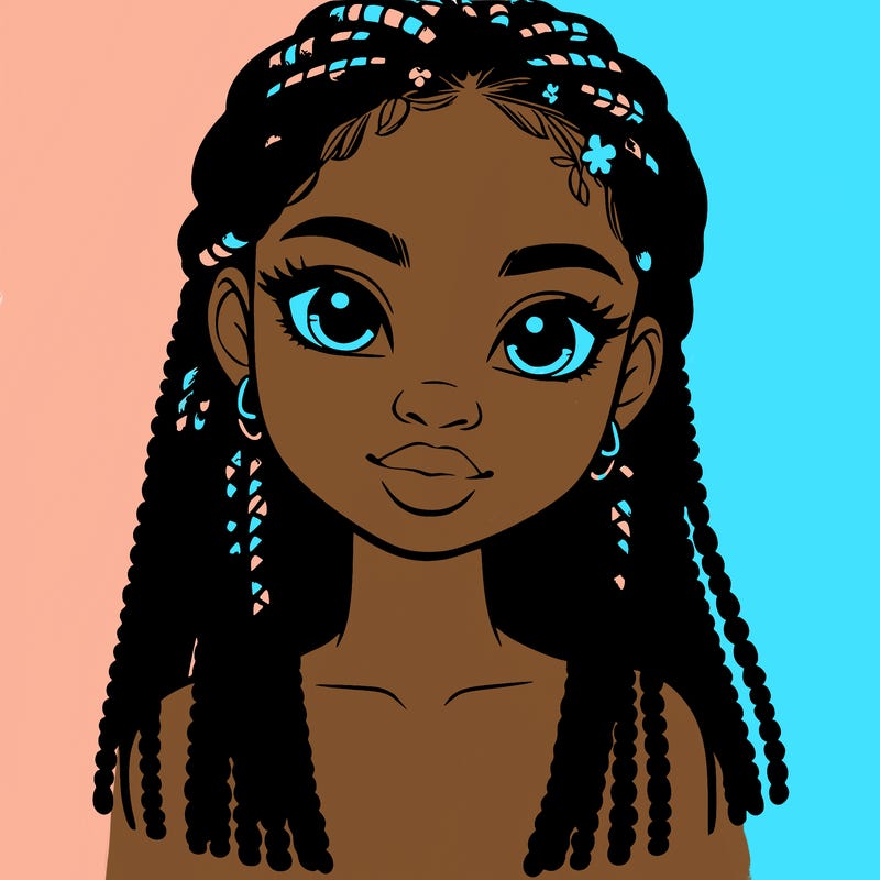 a realistic black girl with braids