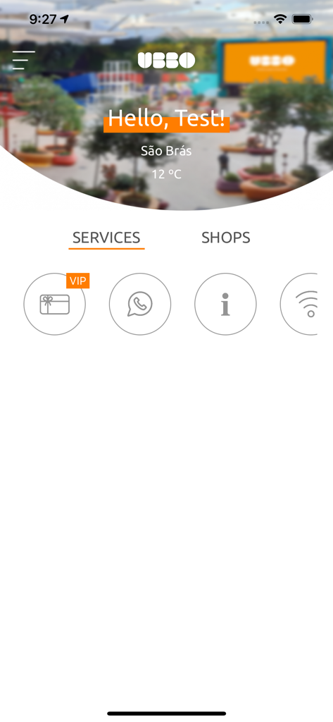 Ubbo - Ubbo app home screen showing the services menu and shops tab