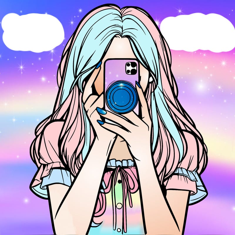 a realistic girl holding her phone taking pictures