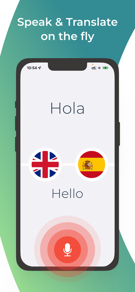 Translate Duo Live Translator - Translate Duo app interface showing real time translation from Spanish to English